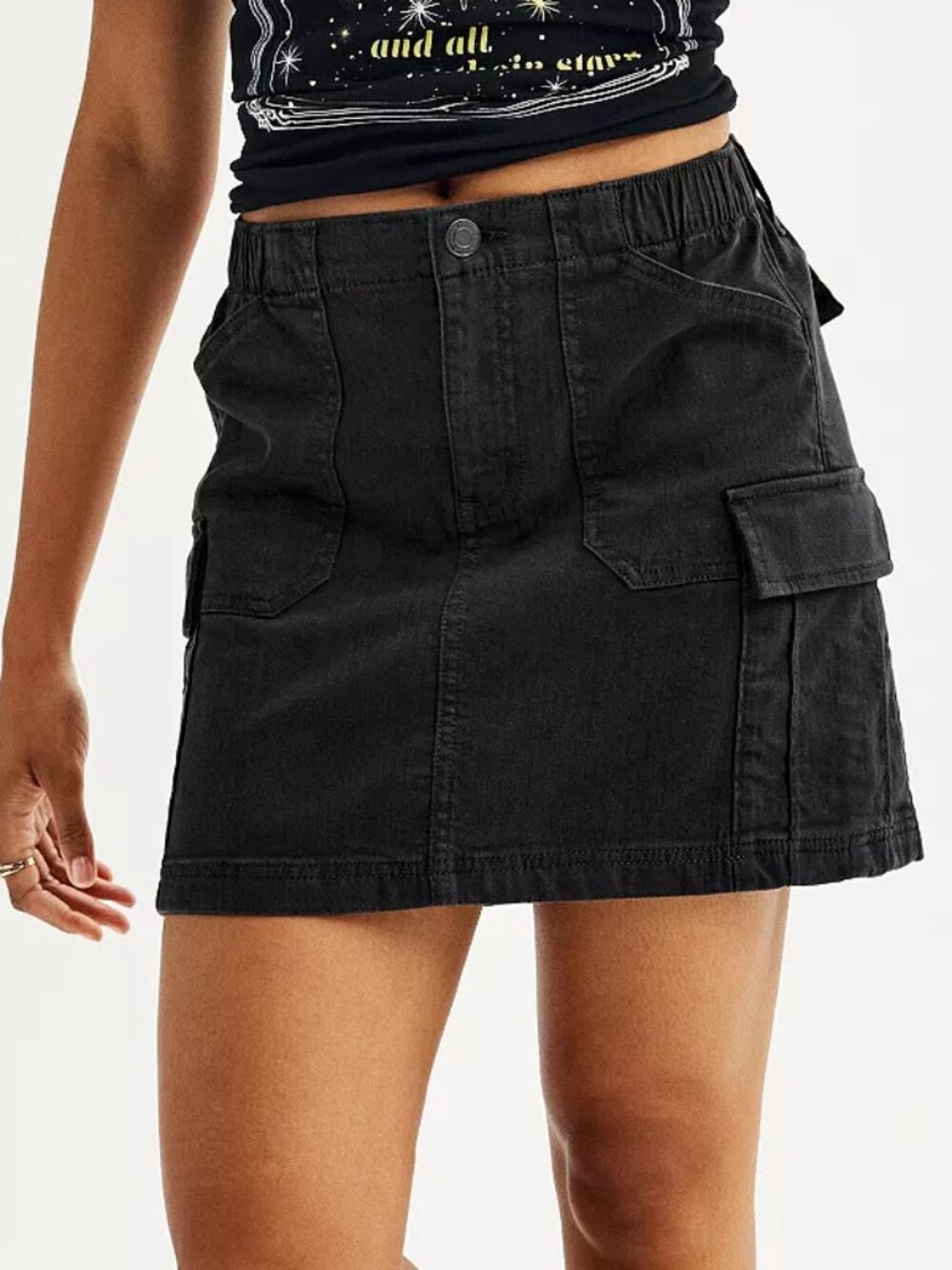 Junior's SO Cargo High Rise Utility Skirt - Black - 3 - NWT